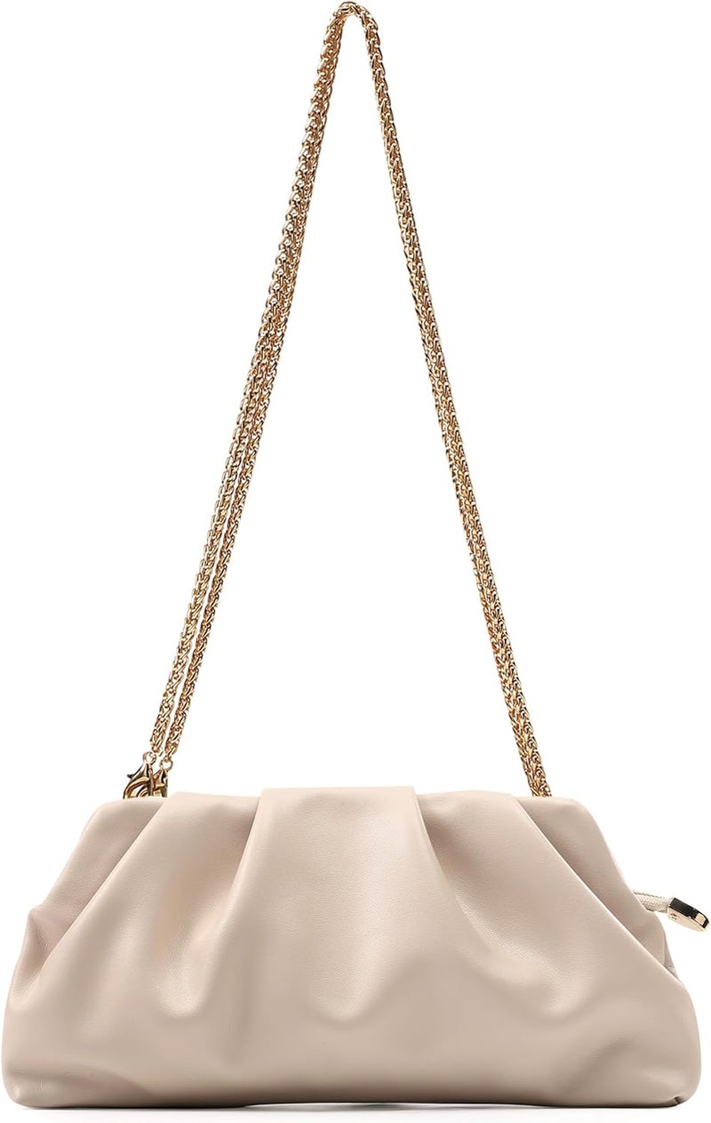 FanChris Evening Bag for Women Ruched Clutch Purse Detachable Metal Chain Crossbody Bag - Image 5